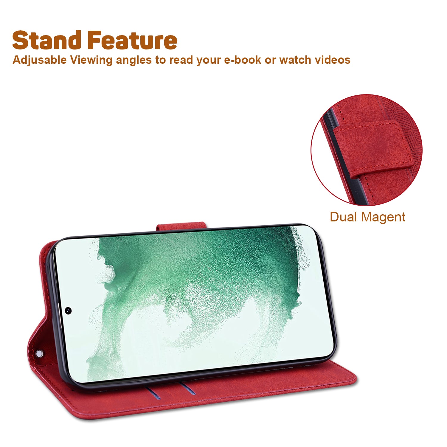 Phone Cover for Samsung Galaxy M34 5G / F34 5G , Wallet Stand PU Leather Geometry Imprinted Case - Red