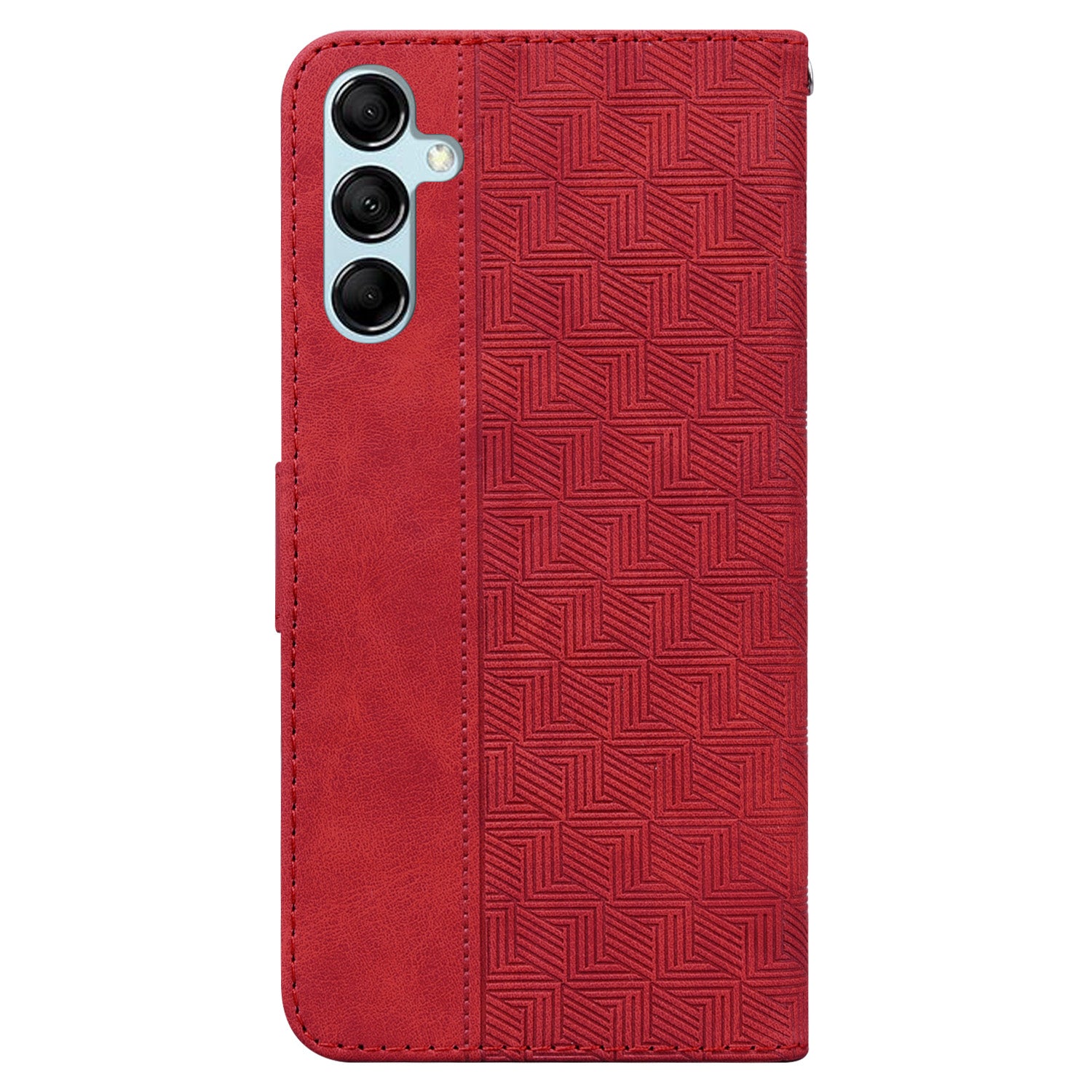 Phone Cover for Samsung Galaxy M34 5G / F34 5G , Wallet Stand PU Leather Geometry Imprinted Case - Red