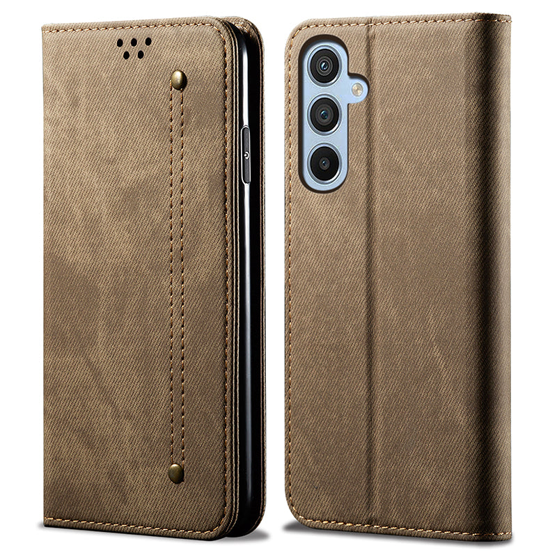 Wallet Phone Cover for Samsung Galaxy F34 5G / M34 5G Case Stand Leather Phone Shell - Khaki