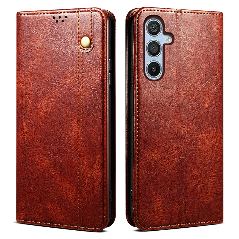 For Samsung Galaxy F34 5G / M34 5G Case Slim-Fit PU Leather Stand Wallet Leather Phone Shell - Brown