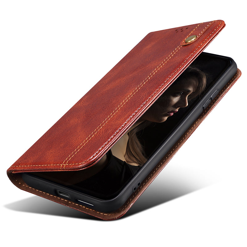 For Samsung Galaxy F34 5G / M34 5G Case Slim-Fit PU Leather Stand Wallet Leather Phone Shell - Brown