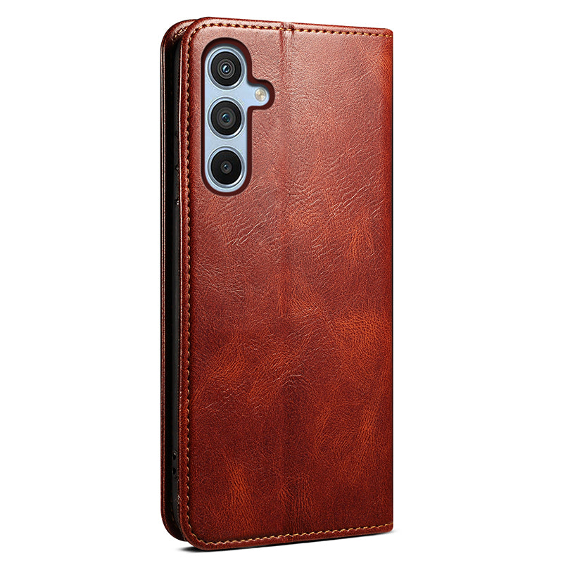 For Samsung Galaxy F34 5G / M34 5G Case Slim-Fit PU Leather Stand Wallet Leather Phone Shell - Brown