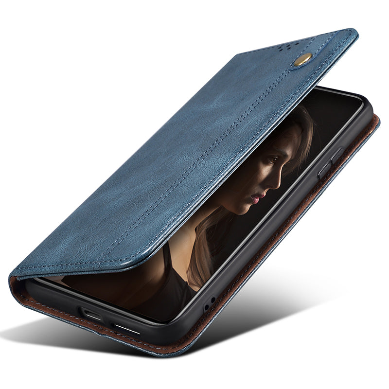 For Samsung Galaxy F34 5G / M34 5G Case Slim-Fit PU Leather Stand Wallet Leather Phone Shell - Blue