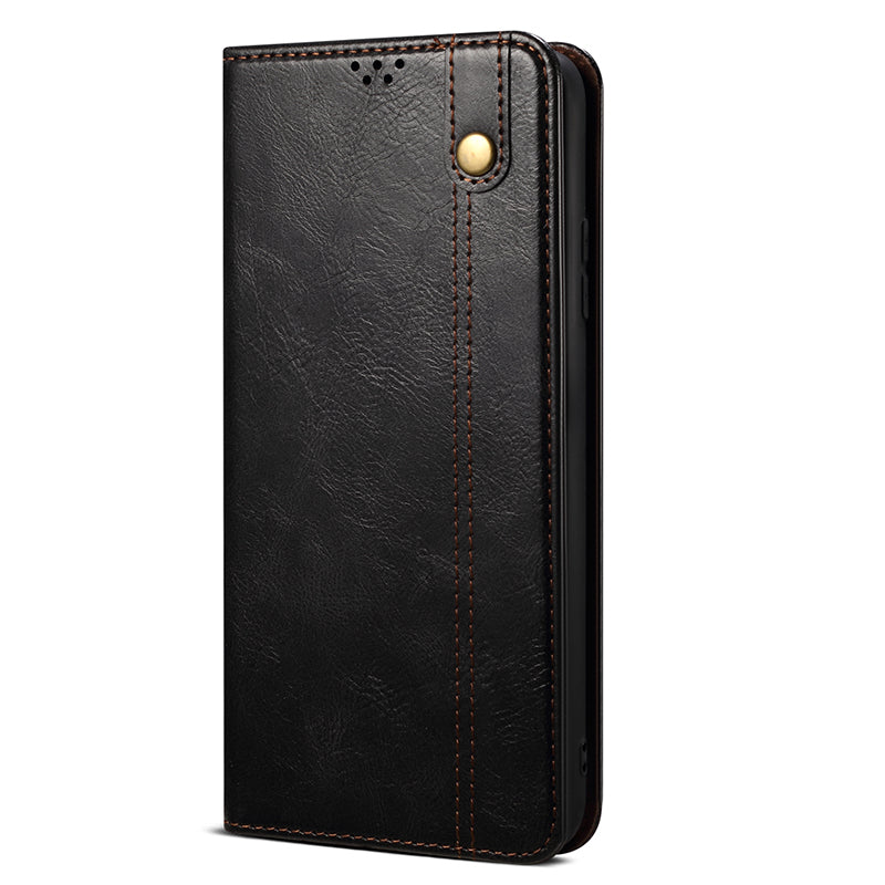 For Samsung Galaxy F34 5G / M34 5G Case Slim-Fit PU Leather Stand Wallet Leather Phone Shell - Black