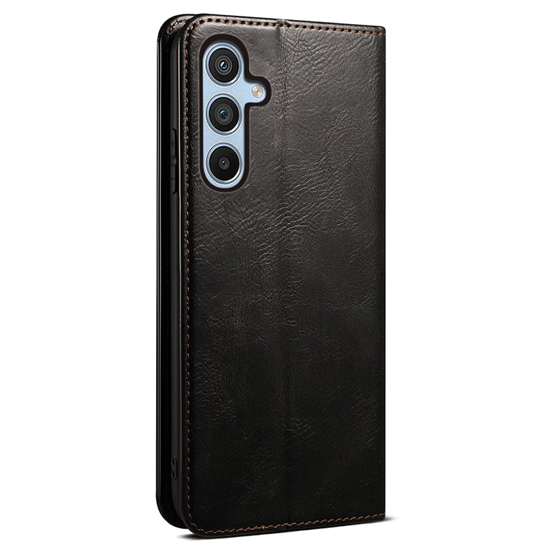 For Samsung Galaxy F34 5G / M34 5G Case Slim-Fit PU Leather Stand Wallet Leather Phone Shell - Black