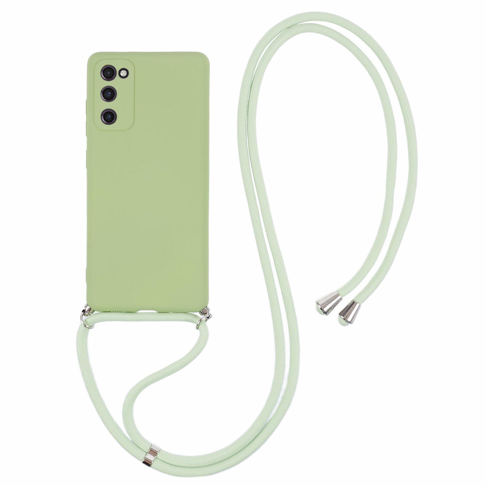 For Samsung Galaxy S20 FE / FE 5G / S20 Lite / S20 FE 2022 Case Rubberized TPU Cover with Long Lanyard - Matcha Green