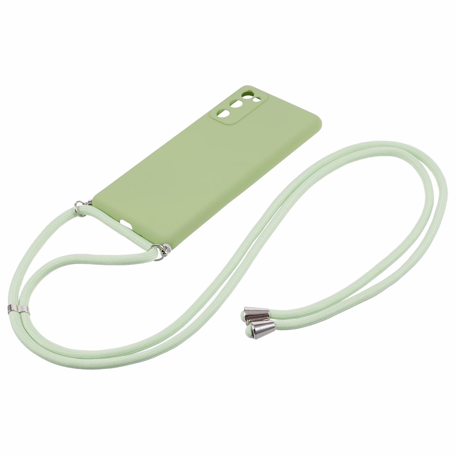 For Samsung Galaxy S20 FE / FE 5G / S20 Lite / S20 FE 2022 Case Rubberized TPU Cover with Long Lanyard - Matcha Green