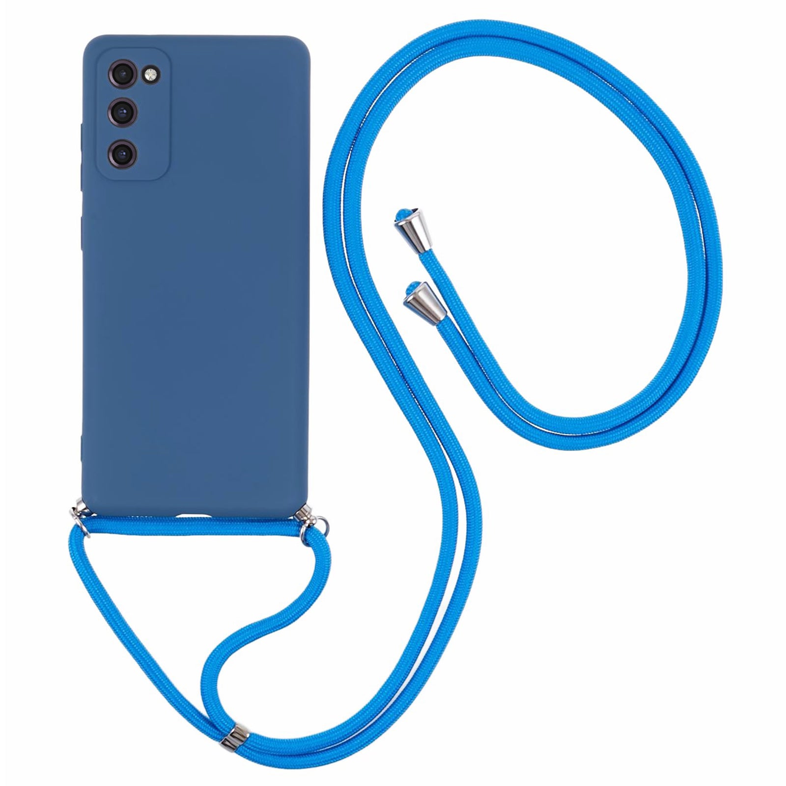 For Samsung Galaxy S20 FE / FE 5G / S20 Lite / S20 FE 2022 Case Rubberized TPU Cover with Long Lanyard - Sapphire