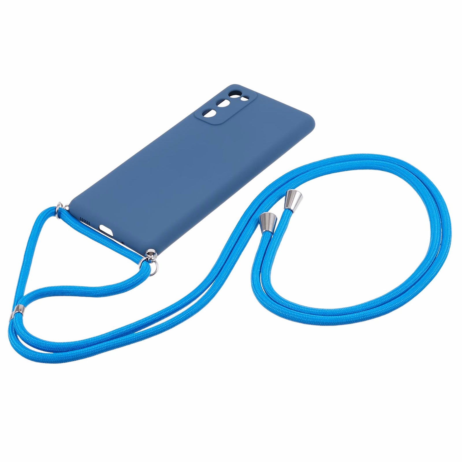 For Samsung Galaxy S20 FE / FE 5G / S20 Lite / S20 FE 2022 Case Rubberized TPU Cover with Long Lanyard - Sapphire