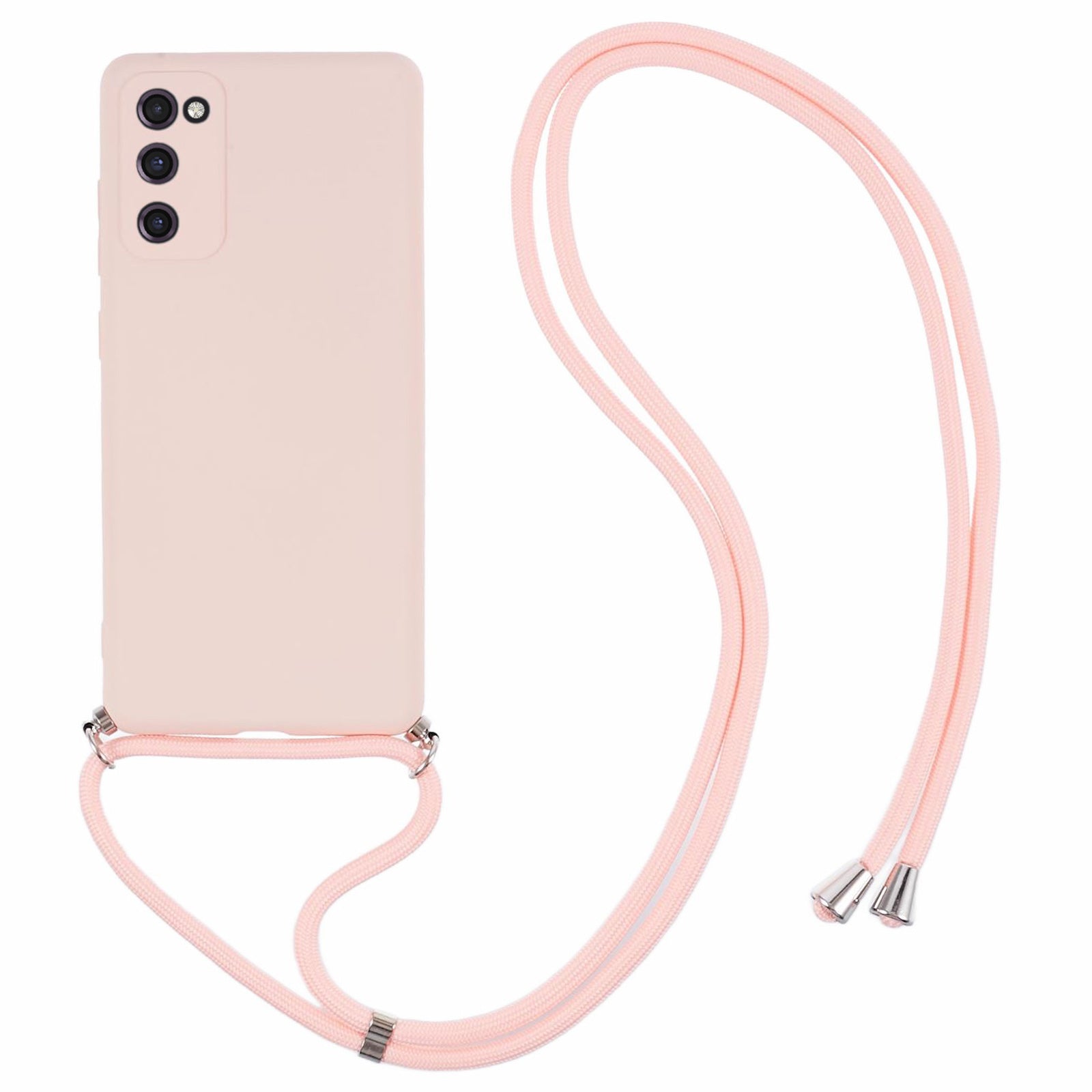 For Samsung Galaxy S20 FE / FE 5G / S20 Lite / S20 FE 2022 Case Rubberized TPU Cover with Long Lanyard - Pink