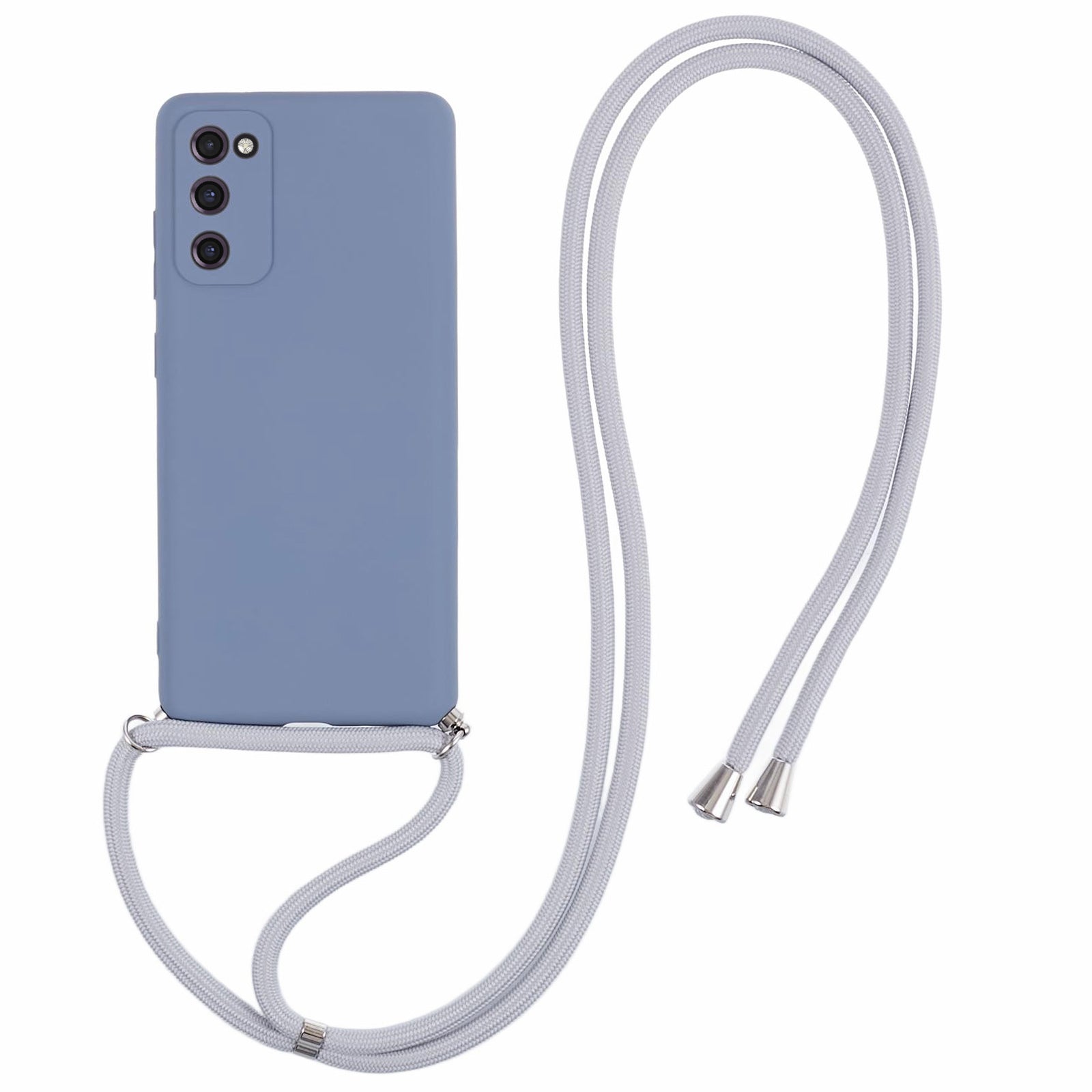 For Samsung Galaxy S20 FE / FE 5G / S20 Lite / S20 FE 2022 Case Rubberized TPU Cover with Long Lanyard - Lavender Grey