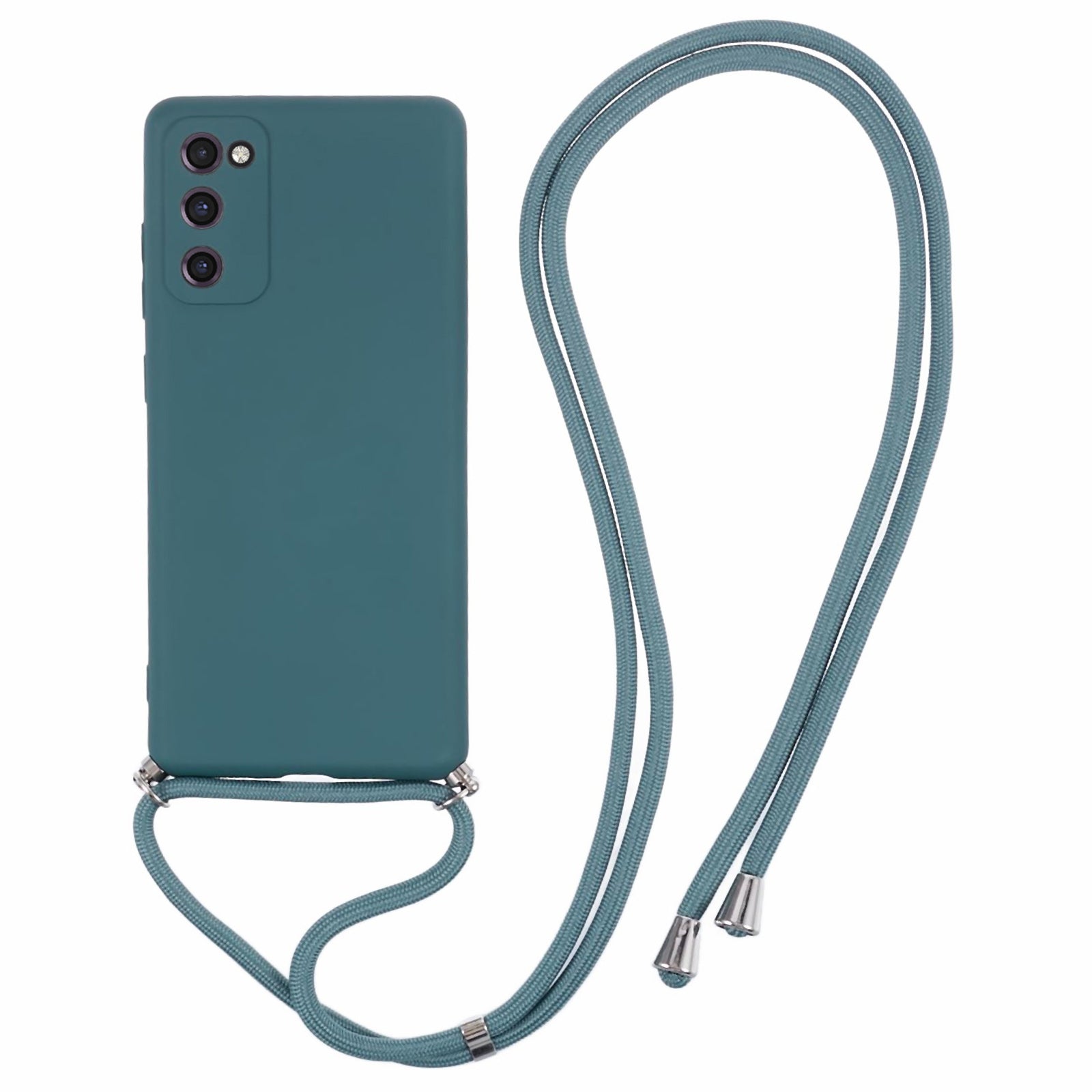 For Samsung Galaxy S20 FE / FE 5G / S20 Lite / S20 FE 2022 Case Rubberized TPU Cover with Long Lanyard - Army Green