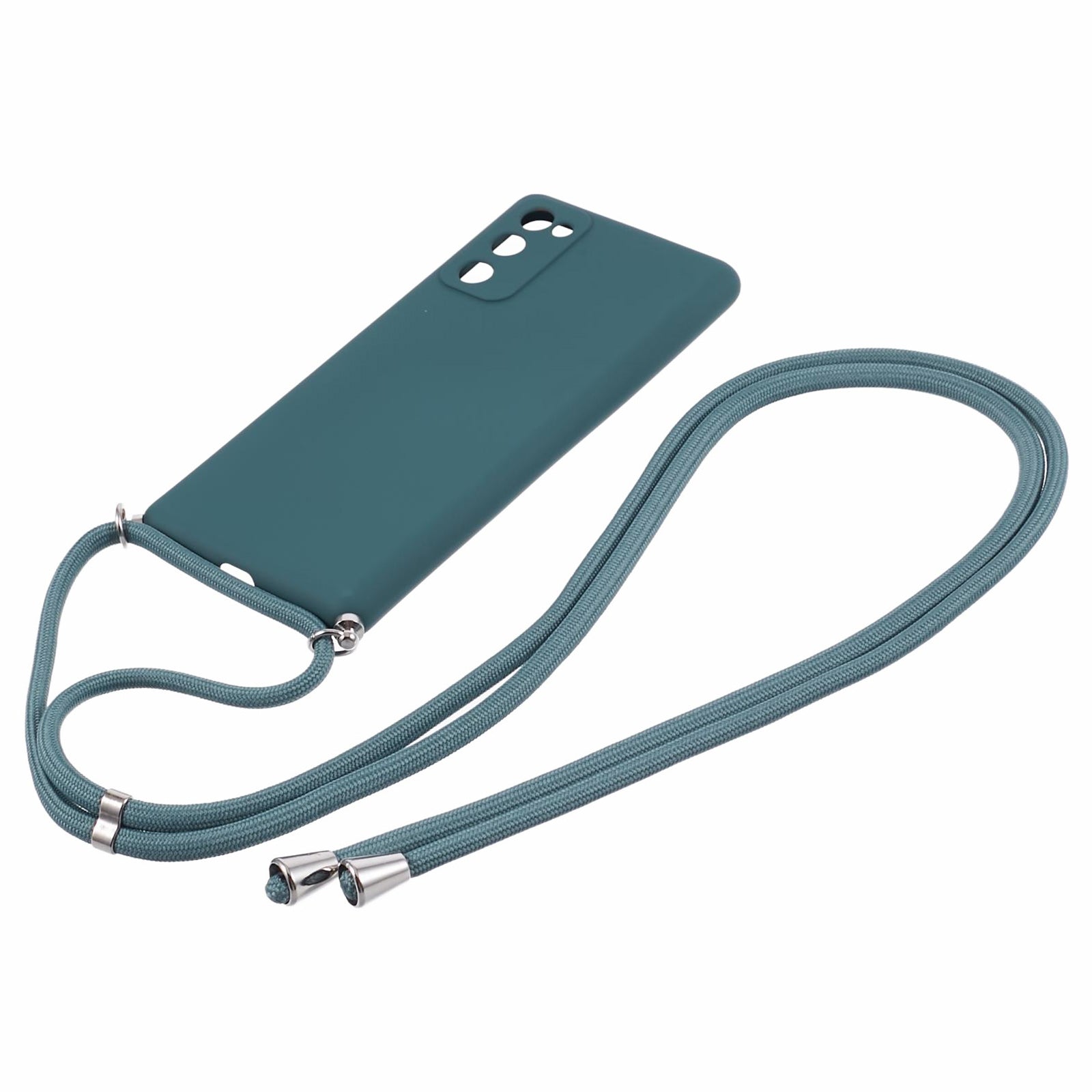 For Samsung Galaxy S20 FE / FE 5G / S20 Lite / S20 FE 2022 Case Rubberized TPU Cover with Long Lanyard - Army Green