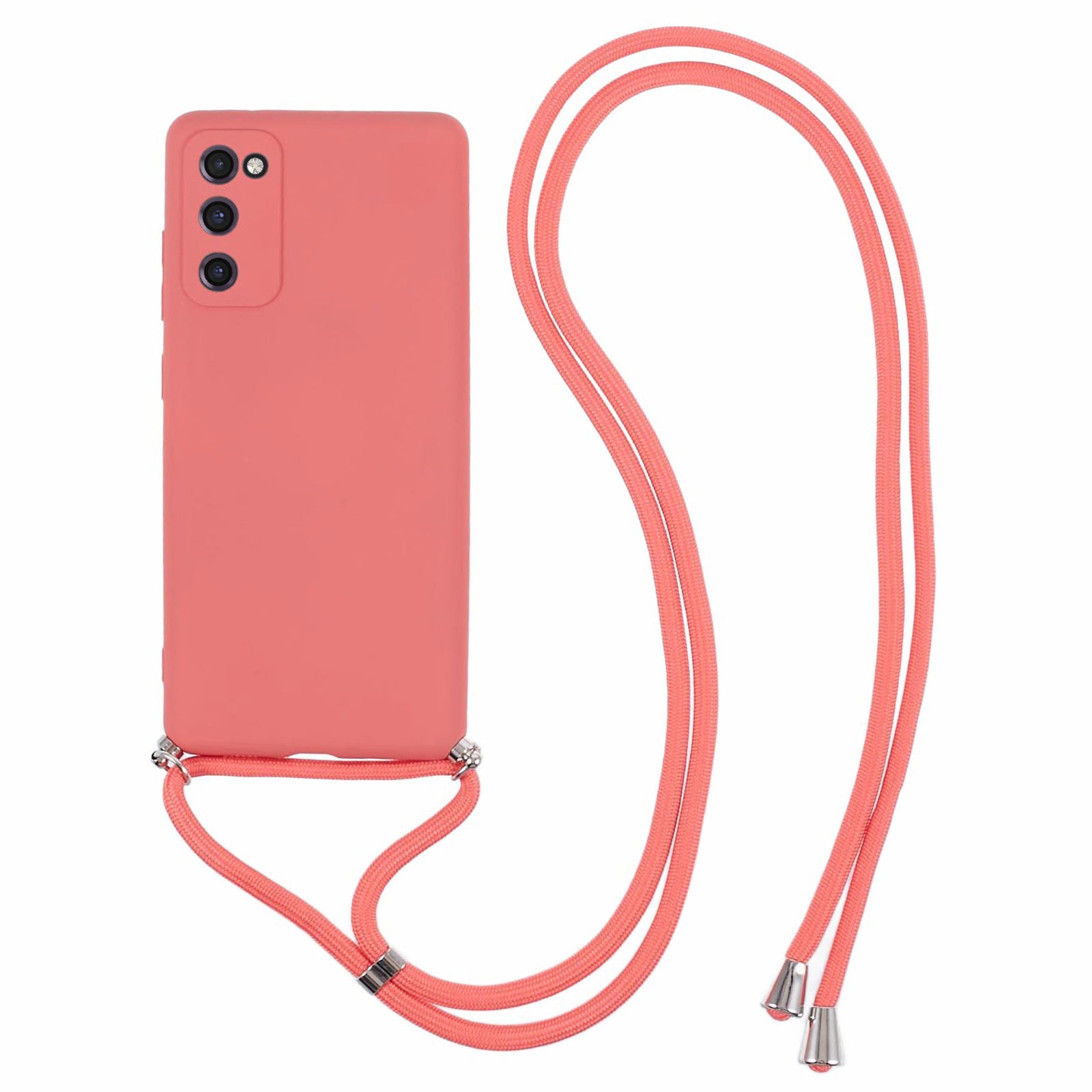 For Samsung Galaxy S20 FE / FE 5G / S20 Lite / S20 FE 2022 Case Rubberized TPU Cover with Long Lanyard - Hawthorn Red