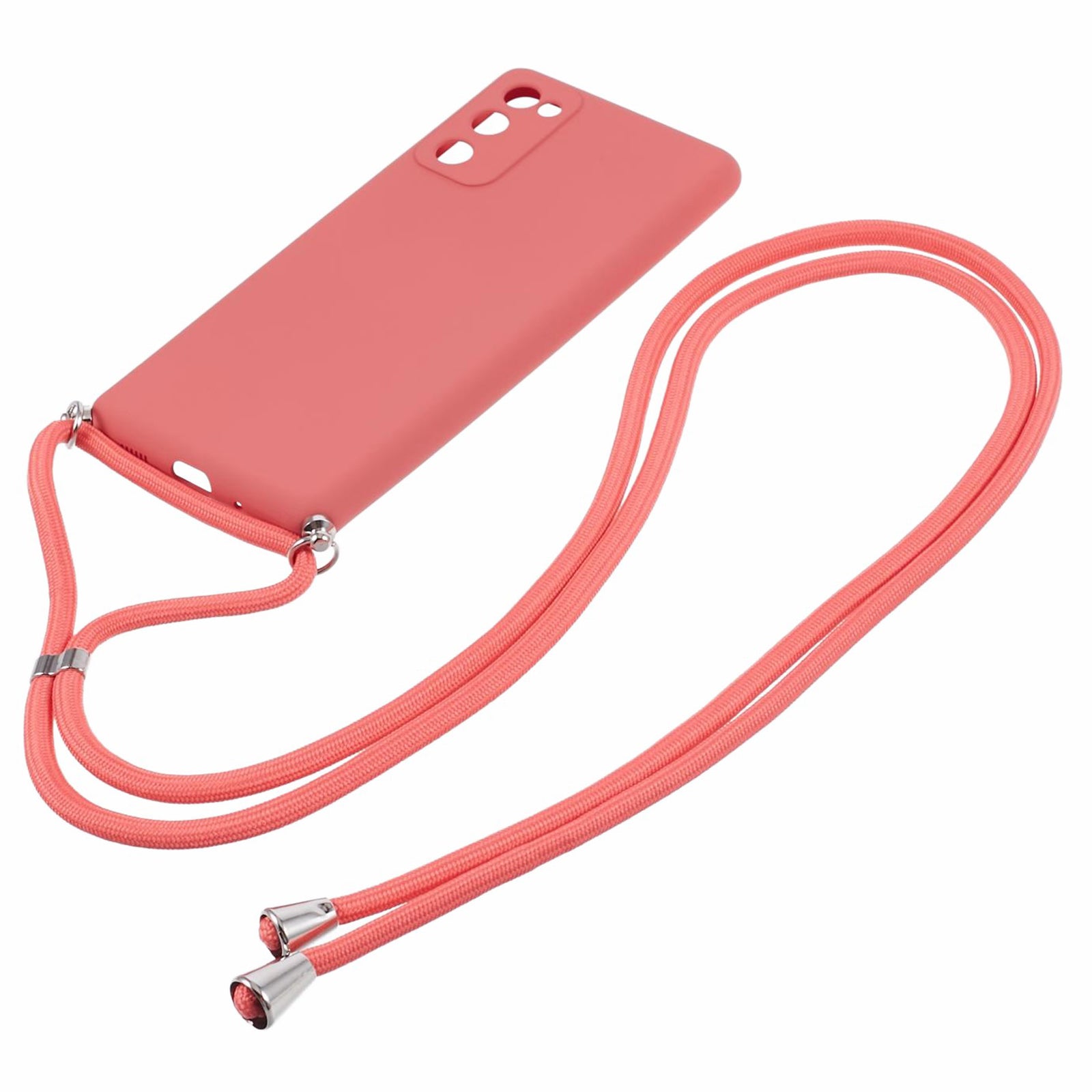 For Samsung Galaxy S20 FE / FE 5G / S20 Lite / S20 FE 2022 Case Rubberized TPU Cover with Long Lanyard - Hawthorn Red