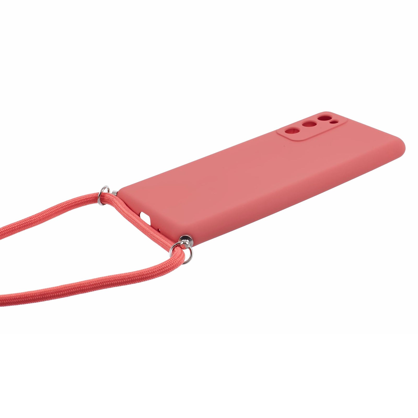 For Samsung Galaxy S20 FE / FE 5G / S20 Lite / S20 FE 2022 Case Rubberized TPU Cover with Long Lanyard - Hawthorn Red