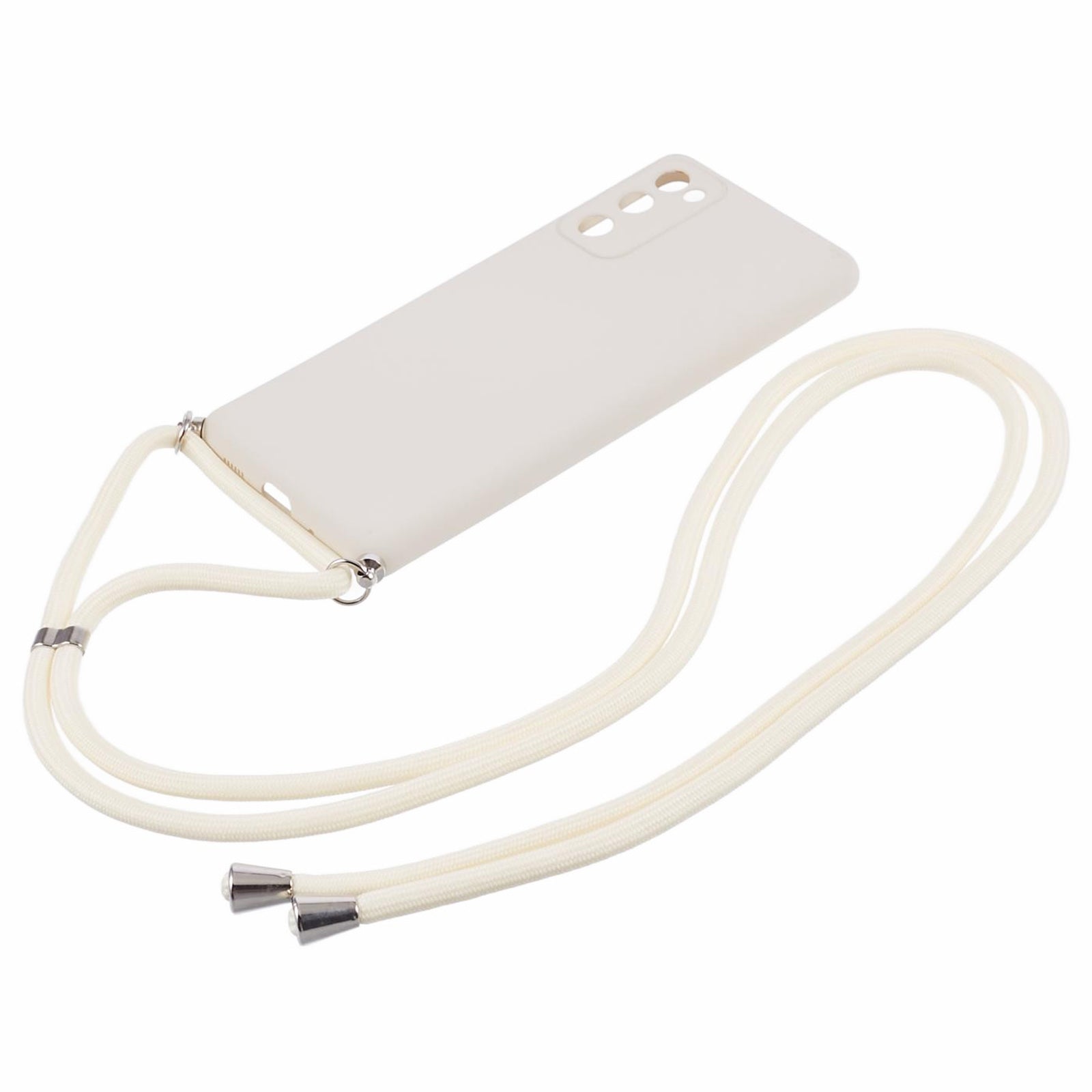 For Samsung Galaxy S20 FE / FE 5G / S20 Lite / S20 FE 2022 Case Rubberized TPU Cover with Long Lanyard - White