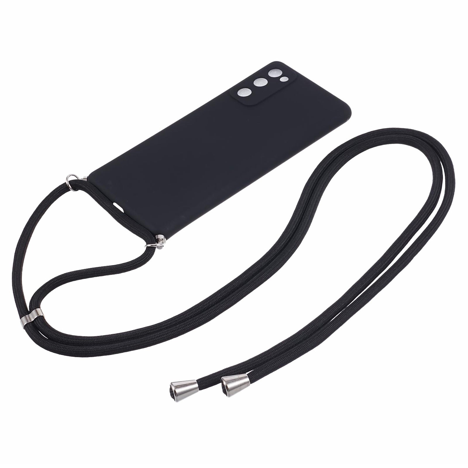 For Samsung Galaxy S20 FE / FE 5G / S20 Lite / S20 FE 2022 Case Rubberized TPU Cover with Long Lanyard - Black