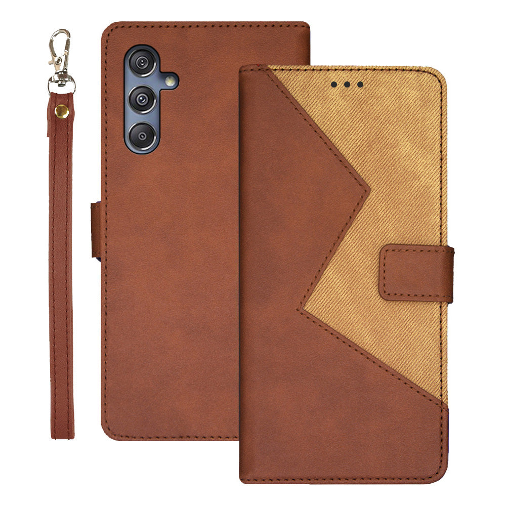 IDEWEI For Samsung Galaxy M34 5G / F34 5G Case Stand Phone Cover with Card Slots - Brown