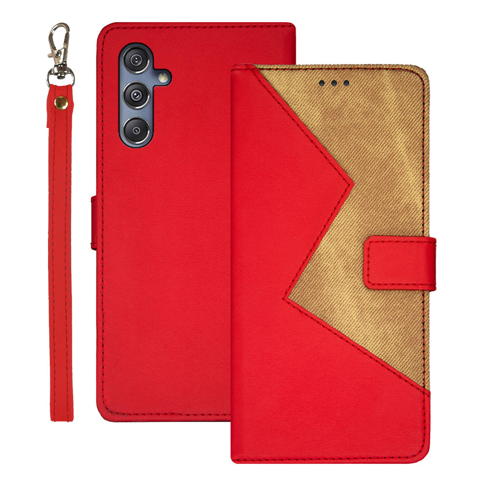 IDEWEI For Samsung Galaxy M34 5G / F34 5G Case Stand Phone Cover with Card Slots - Red