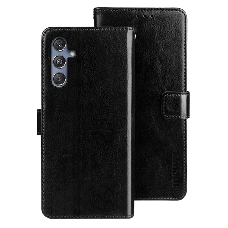 IDEWEI For Samsung Galaxy M34 5G / F34 5G Case Crazy Horse Texture Wallet Cover - Black