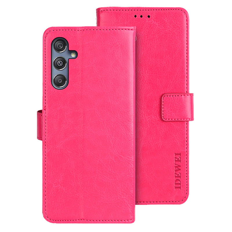 IDEWEI For Samsung Galaxy M34 5G / F34 5G Case Crazy Horse Texture Wallet Cover - Rose