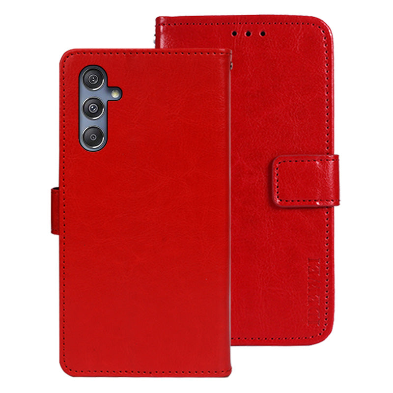 IDEWEI For Samsung Galaxy M34 5G / F34 5G Case Crazy Horse Texture Wallet Cover - Red