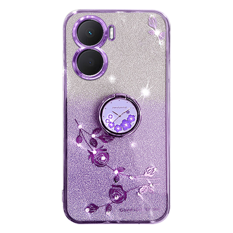 KADEM For vivo Y16 4G / Y56 5G / iQOO Z7i Case Flower Pattern Back Guard TPU Phone Cover - Purple