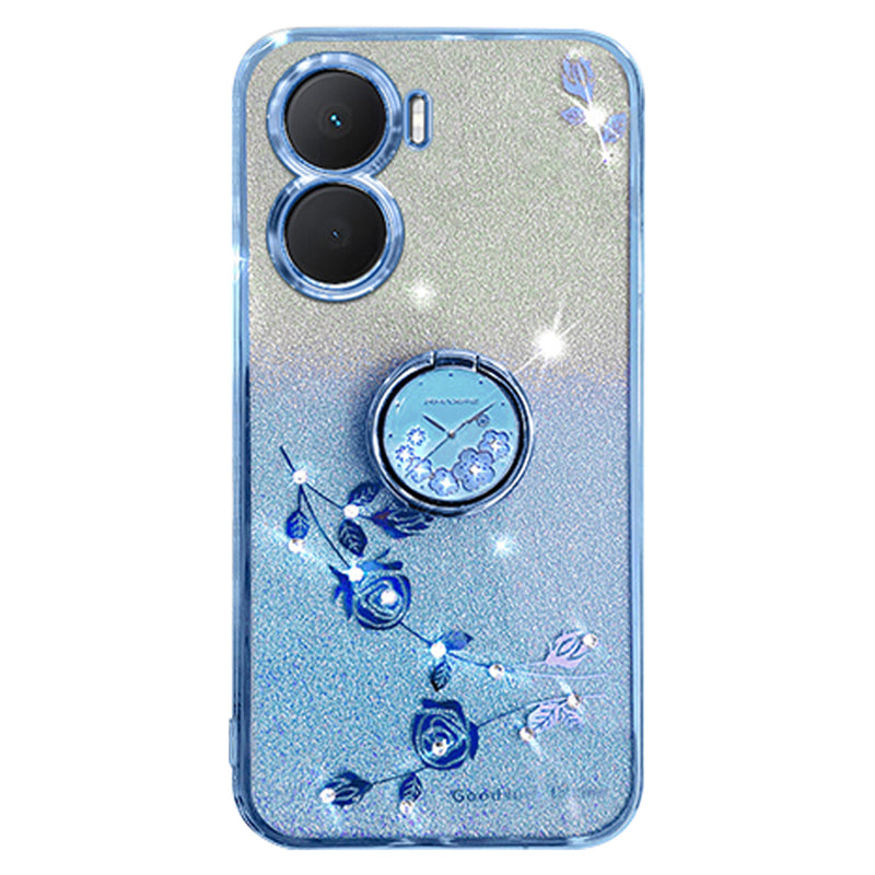 KADEM For vivo Y16 4G / Y56 5G / iQOO Z7i Case Flower Pattern Back Guard TPU Phone Cover - Blue