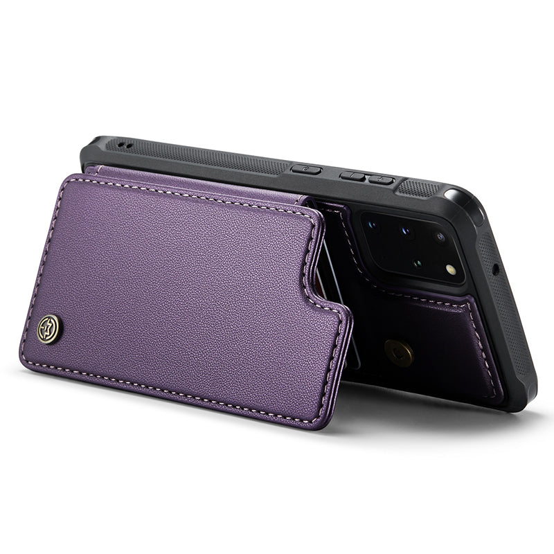 CASEME C22 Series for Samsung Galaxy S20 Plus 4G / 5G Case 5 Card Slots Phone Kickstand Cover - Purple