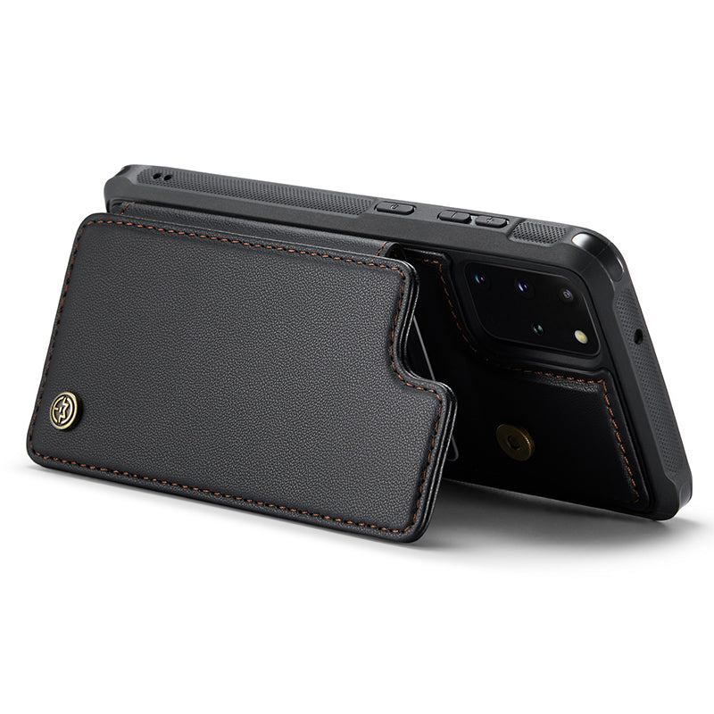 CASEME C22 Series for Samsung Galaxy S20 Plus 4G / 5G Case 5 Card Slots Phone Kickstand Cover - Black