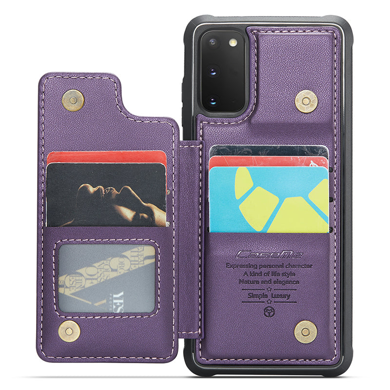 CASEME C22 Series for Samsung Galaxy S20 FE / FE 5G / S20 Lite / S20 FE 2022 Phone Case with 5 Card Slots Kickstand - Purple