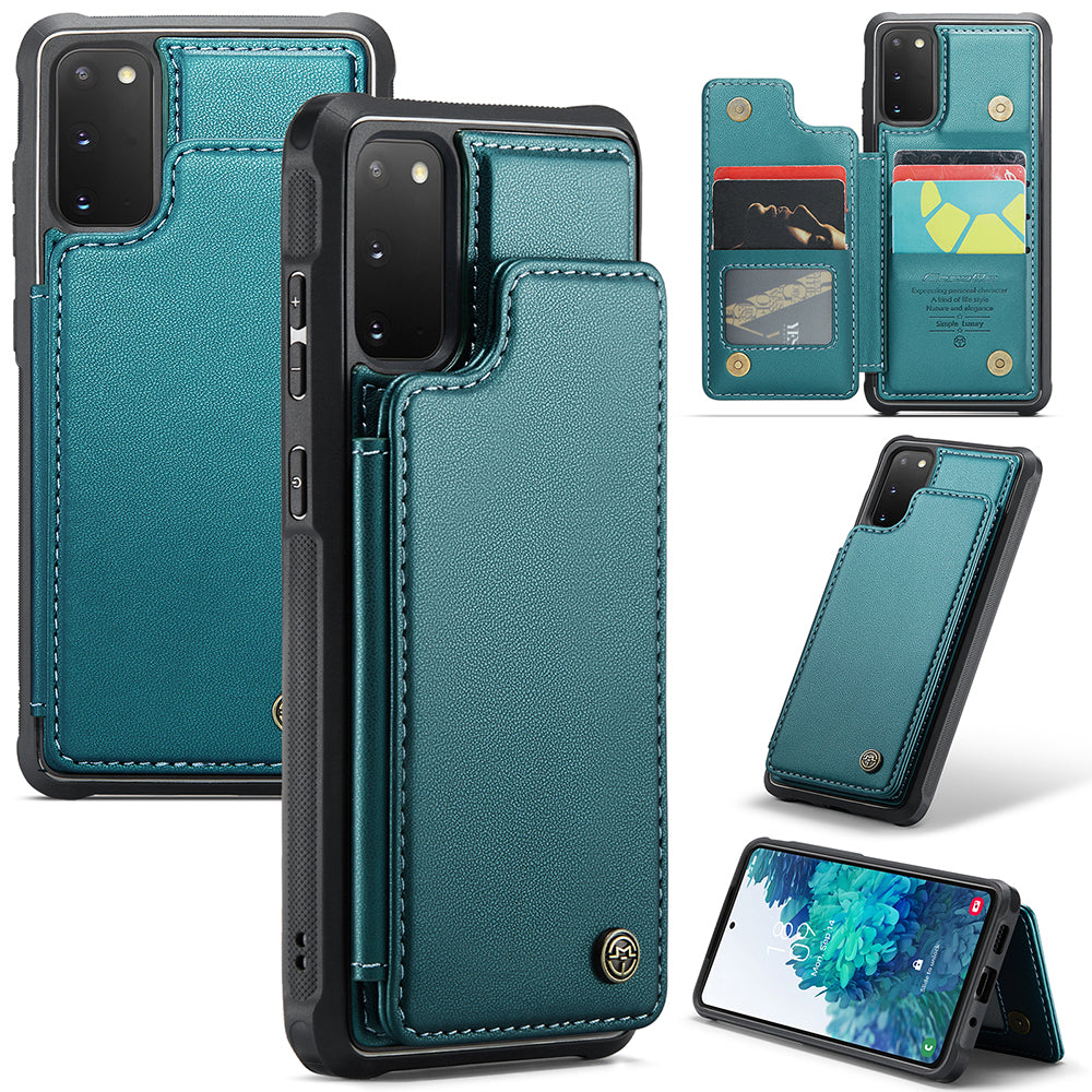 CASEME C22 Series for Samsung Galaxy S20 FE / FE 5G / S20 Lite / S20 FE 2022 Phone Case with 5 Card Slots Kickstand - Green