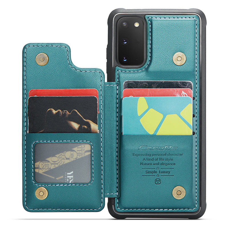 CASEME C22 Series for Samsung Galaxy S20 FE / FE 5G / S20 Lite / S20 FE 2022 Phone Case with 5 Card Slots Kickstand - Green