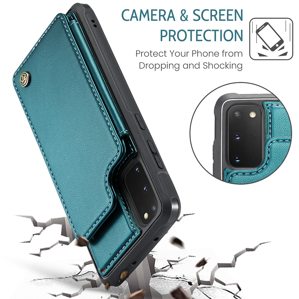 CASEME C22 Series for Samsung Galaxy S20 FE / FE 5G / S20 Lite / S20 FE 2022 Phone Case with 5 Card Slots Kickstand - Green