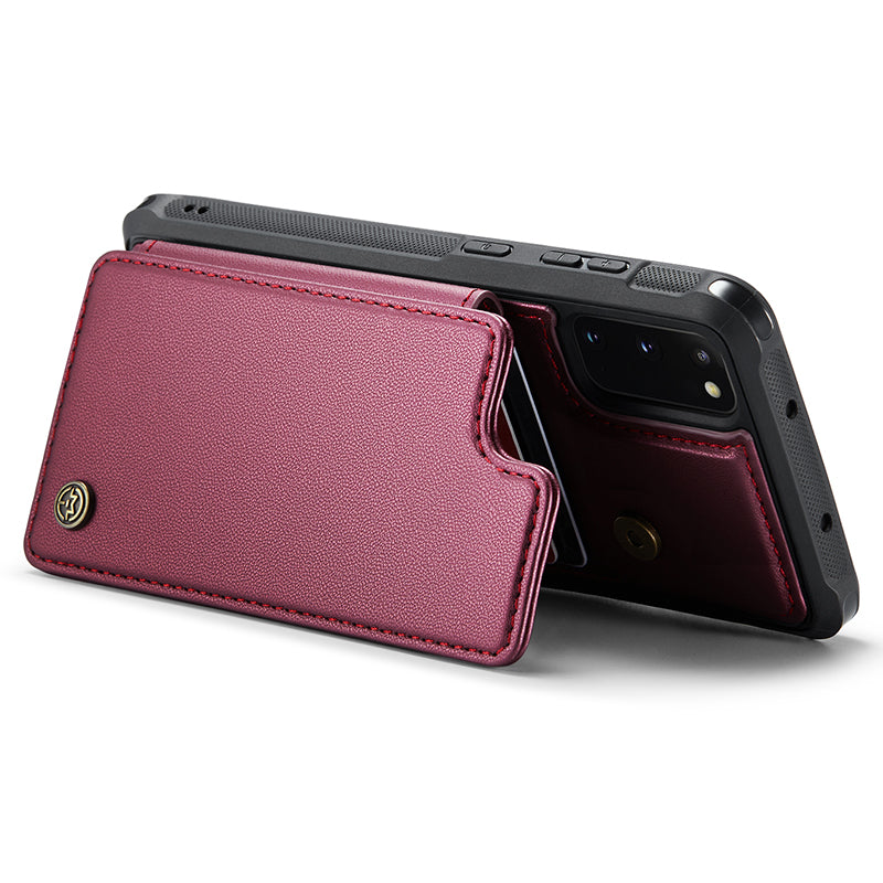 CASEME C22 Series for Samsung Galaxy S20 FE / FE 5G / S20 Lite / S20 FE 2022 Phone Case with 5 Card Slots Kickstand - Red