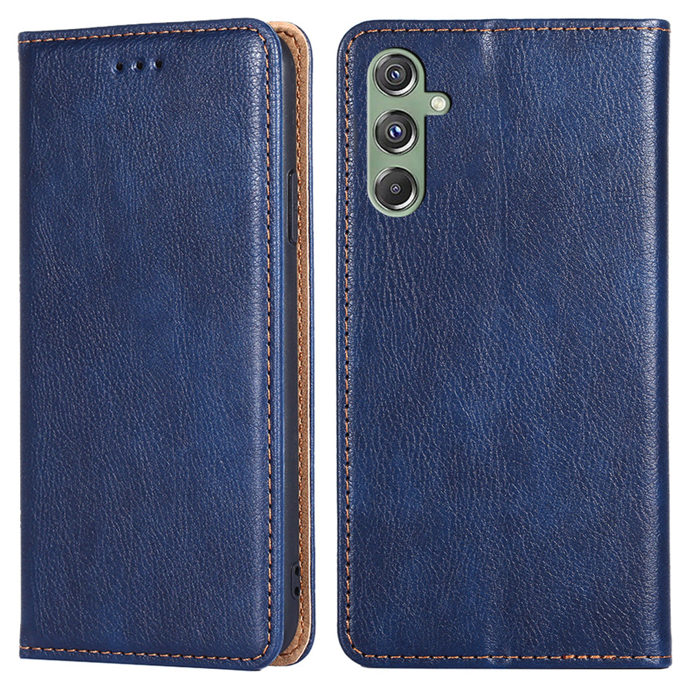 Wallet Phone Protector for Samsung Galaxy M34 5G / F34 5G Case Magnetic Stand PU Leather Shell - Blue