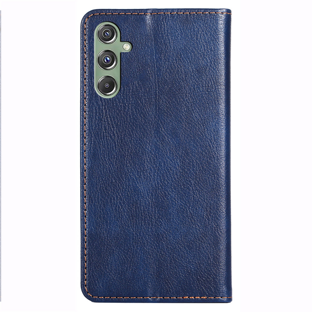 Wallet Phone Protector for Samsung Galaxy M34 5G / F34 5G Case Magnetic Stand PU Leather Shell - Blue