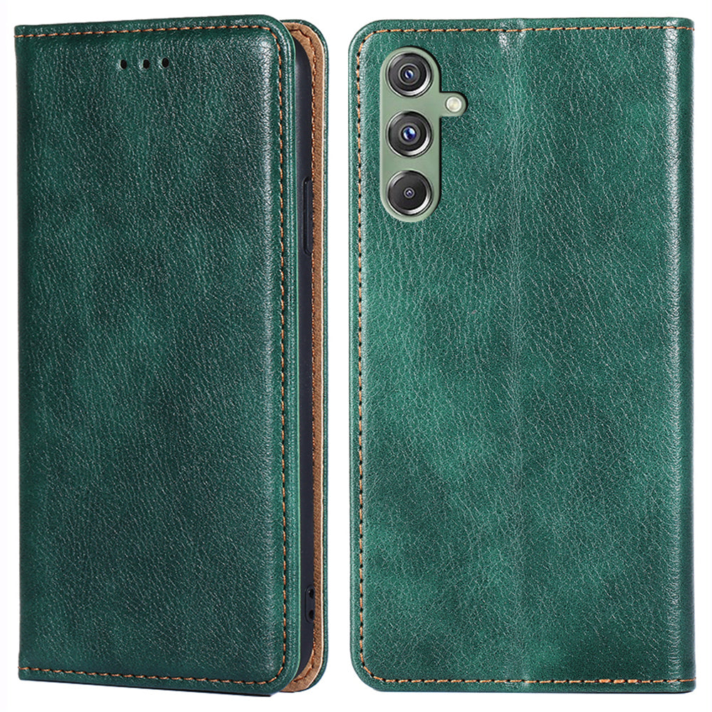 Wallet Phone Protector for Samsung Galaxy M34 5G / F34 5G Case Magnetic Stand PU Leather Shell - Green