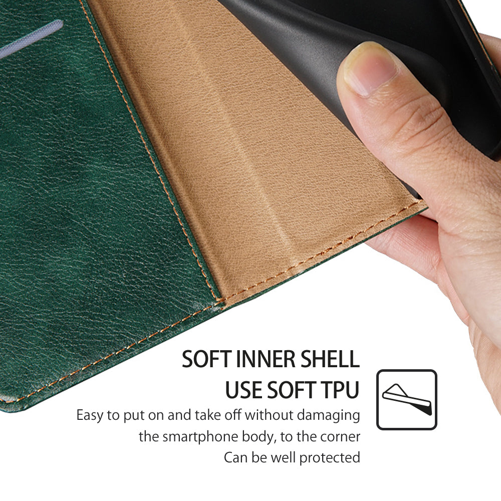 Wallet Phone Protector for Samsung Galaxy M34 5G / F34 5G Case Magnetic Stand PU Leather Shell - Green