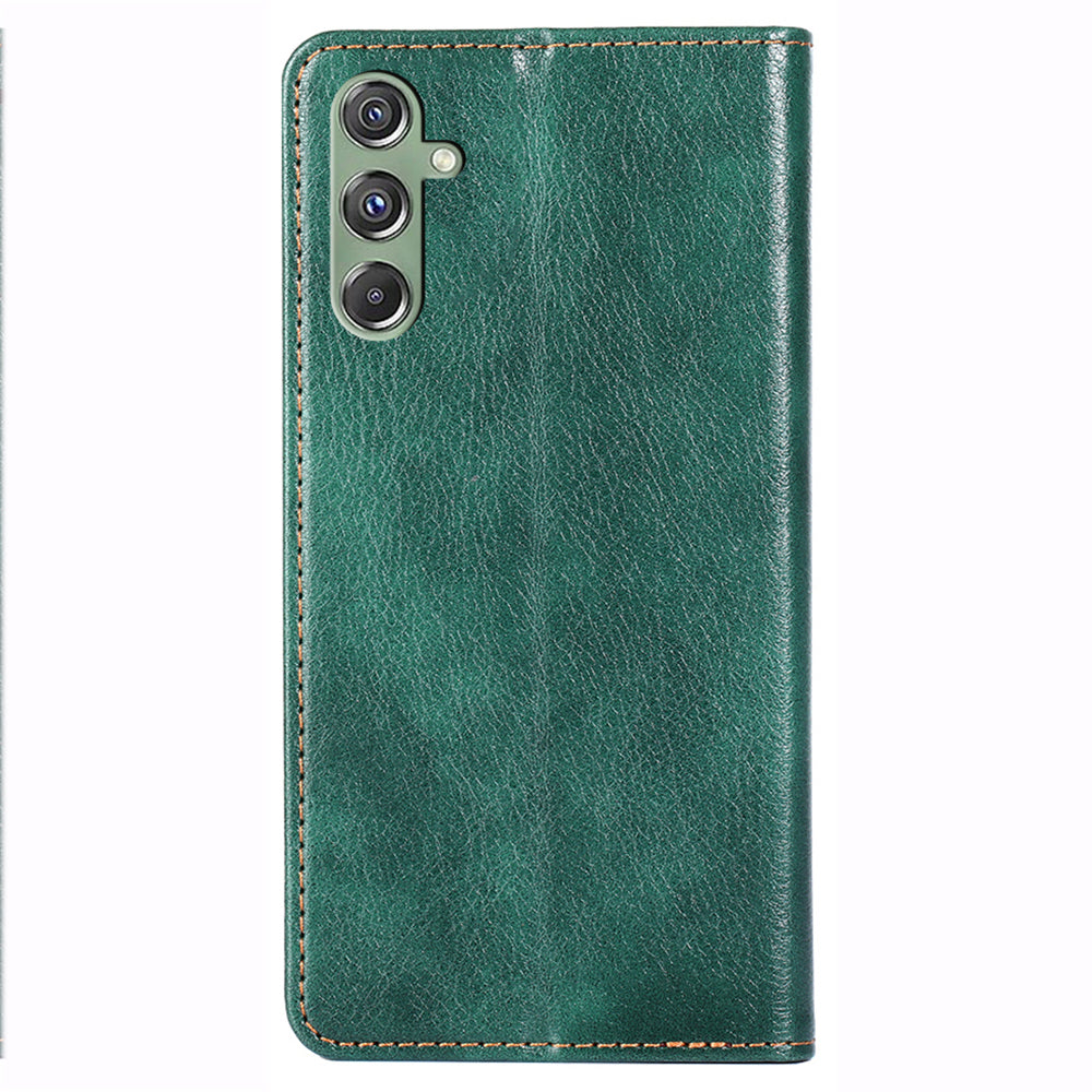 Wallet Phone Protector for Samsung Galaxy M34 5G / F34 5G Case Magnetic Stand PU Leather Shell - Green