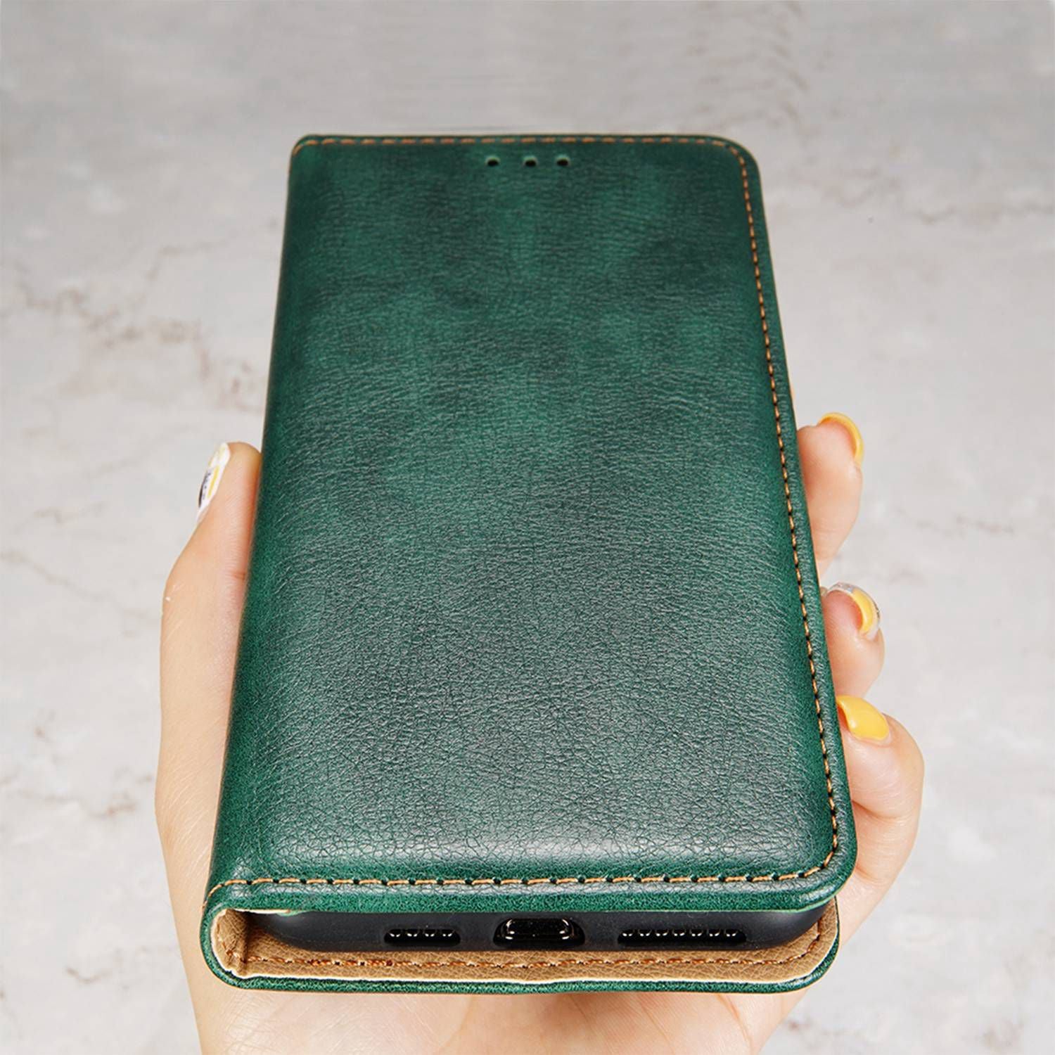 Wallet Phone Protector for Samsung Galaxy M34 5G / F34 5G Case Magnetic Stand PU Leather Shell - Green