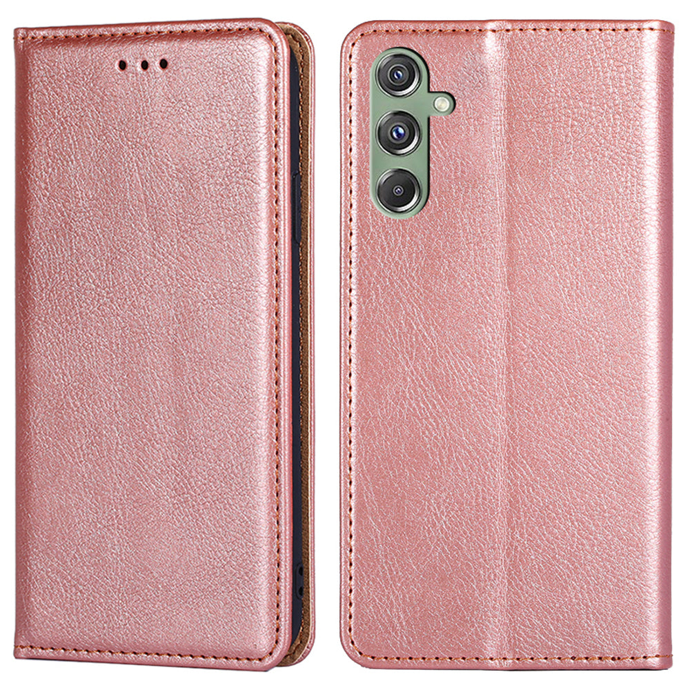 Wallet Phone Protector for Samsung Galaxy M34 5G / F34 5G Case Magnetic Stand PU Leather Shell - Rose Gold