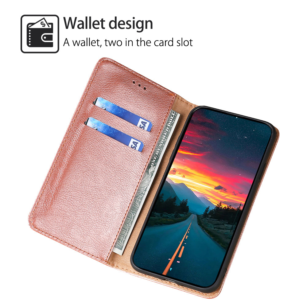 Wallet Phone Protector for Samsung Galaxy M34 5G / F34 5G Case Magnetic Stand PU Leather Shell - Rose Gold