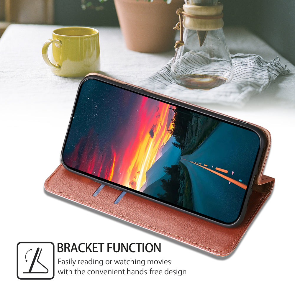 Wallet Phone Protector for Samsung Galaxy M34 5G / F34 5G Case Magnetic Stand PU Leather Shell - Rose Gold