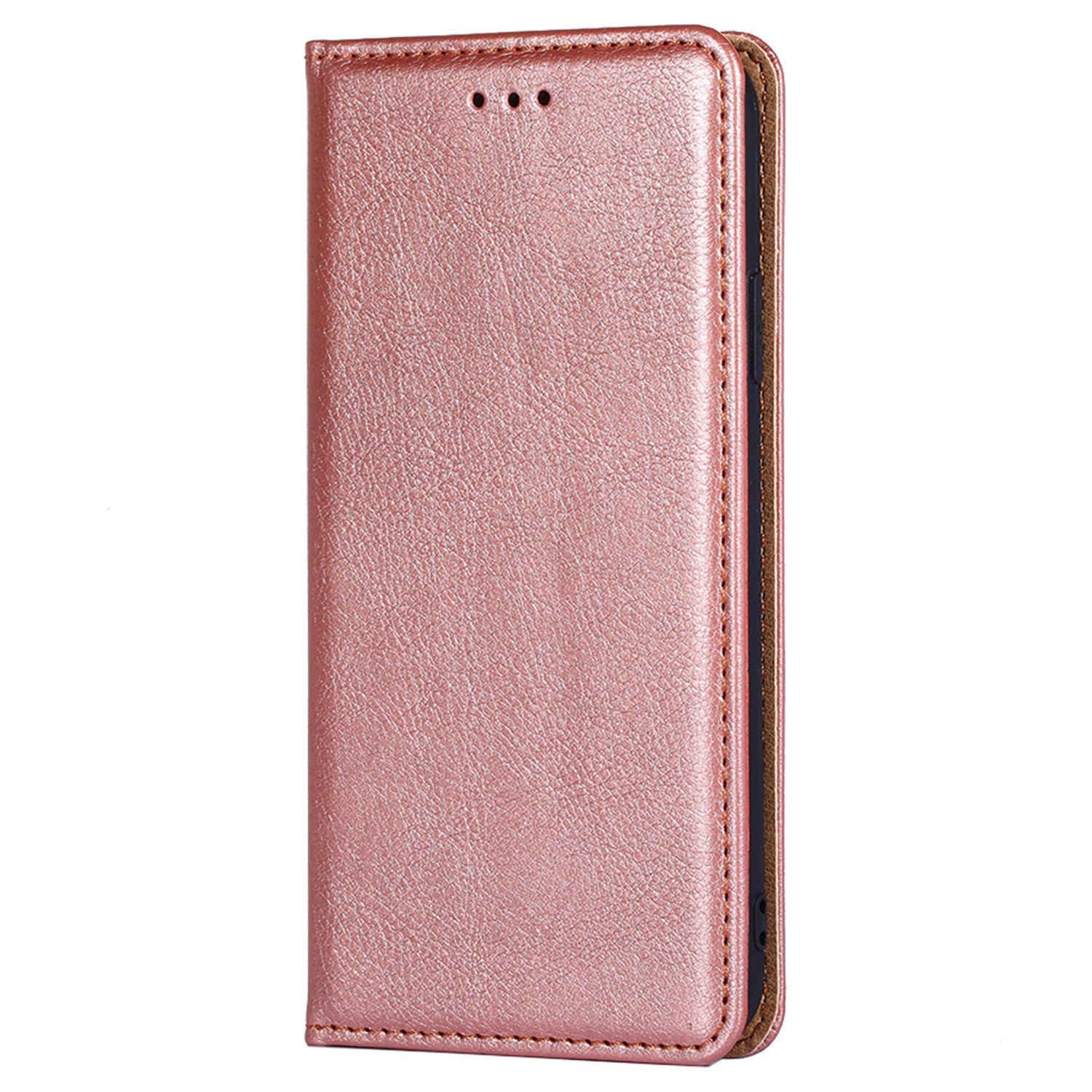 Wallet Phone Protector for Samsung Galaxy M34 5G / F34 5G Case Magnetic Stand PU Leather Shell - Rose Gold