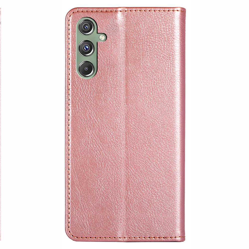 Wallet Phone Protector for Samsung Galaxy M34 5G / F34 5G Case Magnetic Stand PU Leather Shell - Rose Gold