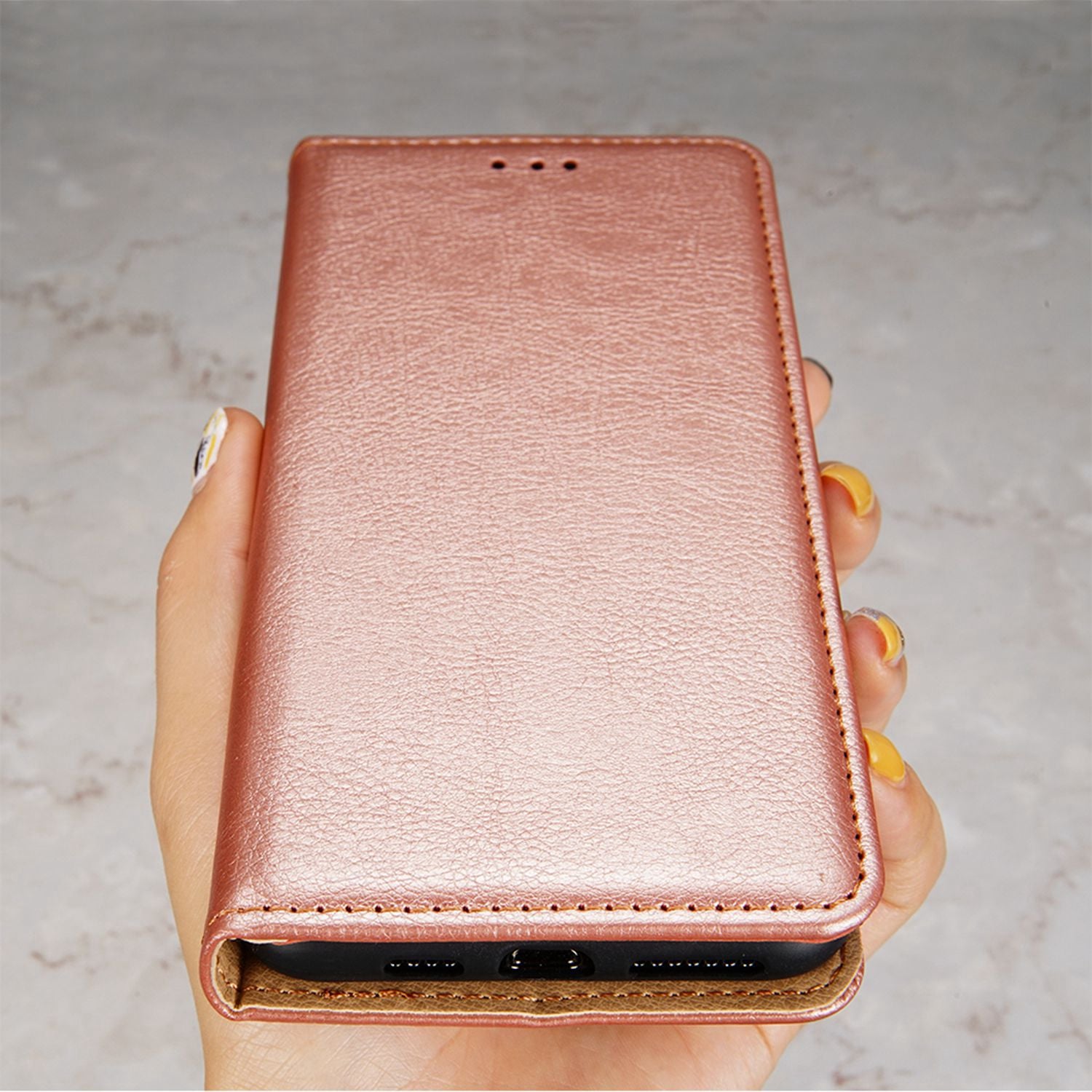 Wallet Phone Protector for Samsung Galaxy M34 5G / F34 5G Case Magnetic Stand PU Leather Shell - Rose Gold