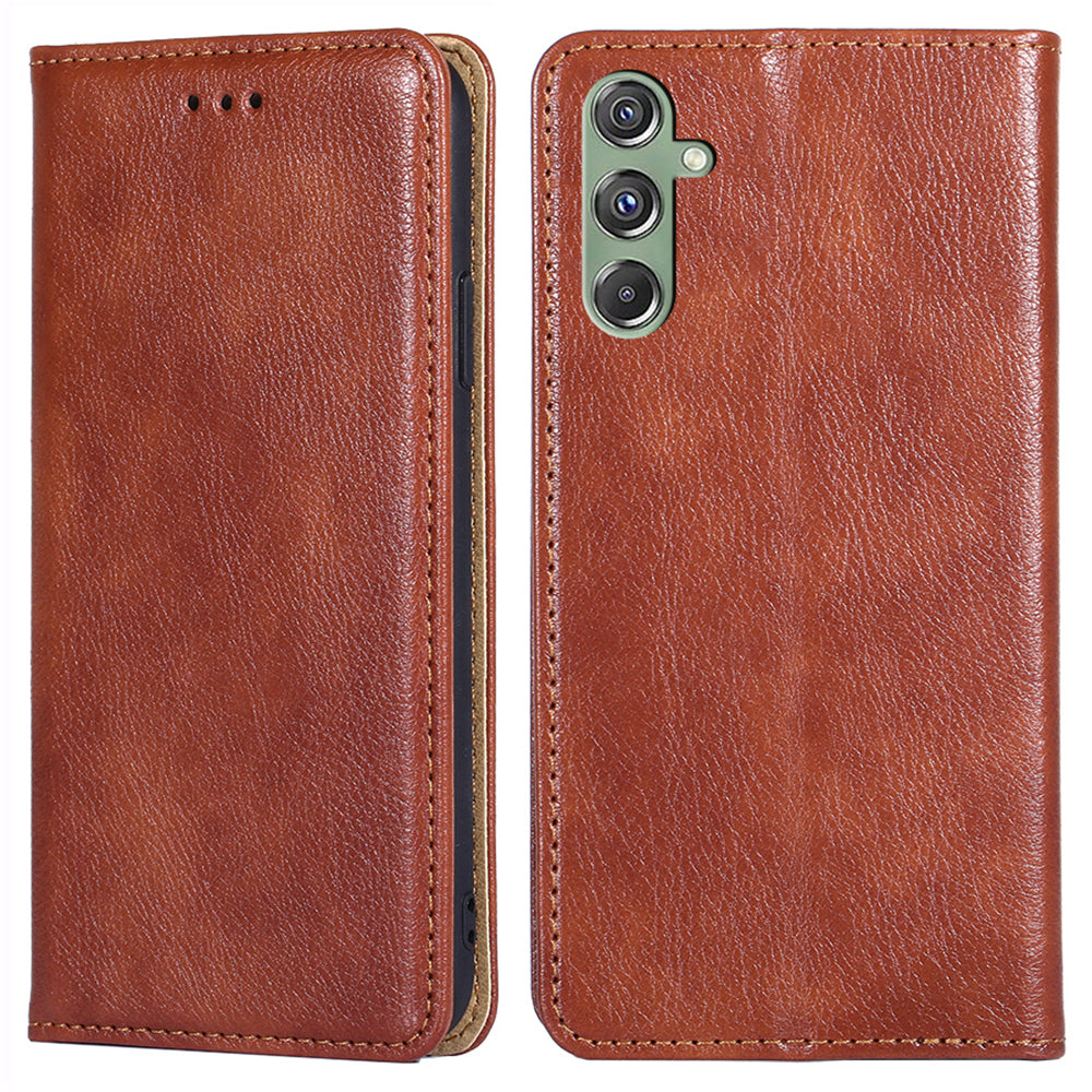 Wallet Phone Protector for Samsung Galaxy M34 5G / F34 5G Case Magnetic Stand PU Leather Shell - Brown