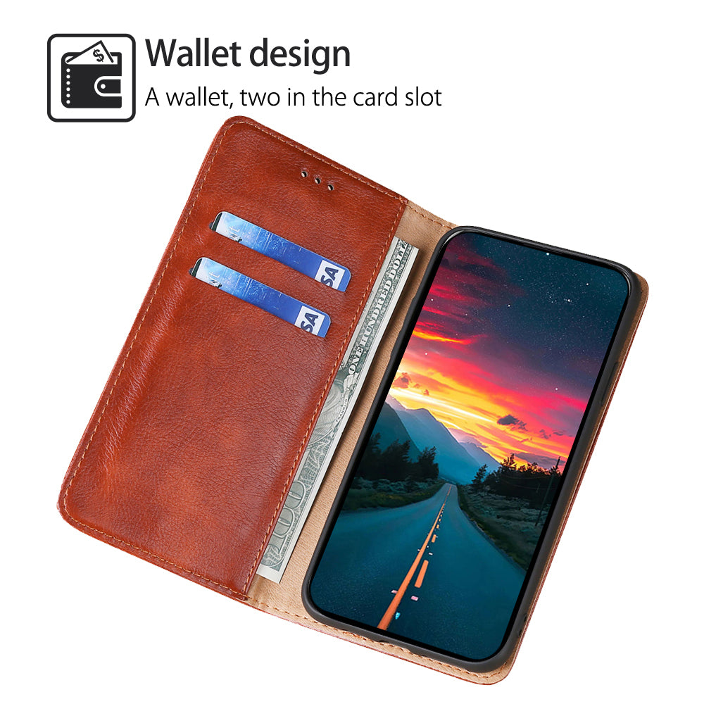 Wallet Phone Protector for Samsung Galaxy M34 5G / F34 5G Case Magnetic Stand PU Leather Shell - Brown